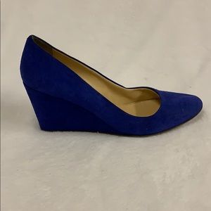 J Crew Martina blue suede wedge